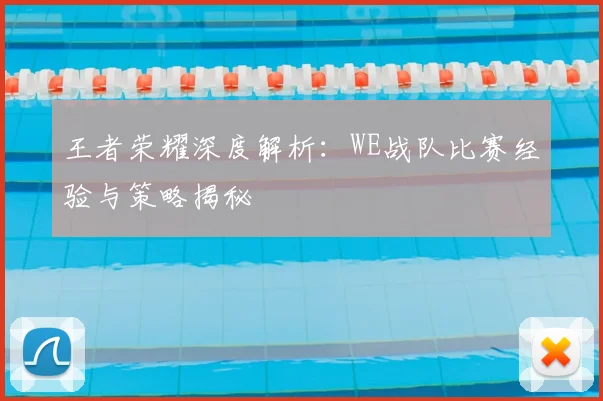 王者荣耀深度解析：WE战队比赛经验与策略揭秘